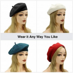 Berets Women Soft Knitted French Beret Hat - Yellow - CA18AI82EIL $13.39