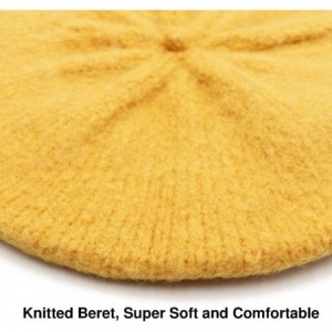 Berets Women Soft Knitted French Beret Hat - Yellow - CA18AI82EIL $13.39