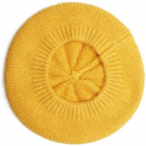 Berets Women Soft Knitted French Beret Hat - Yellow - CA18AI82EIL $13.39