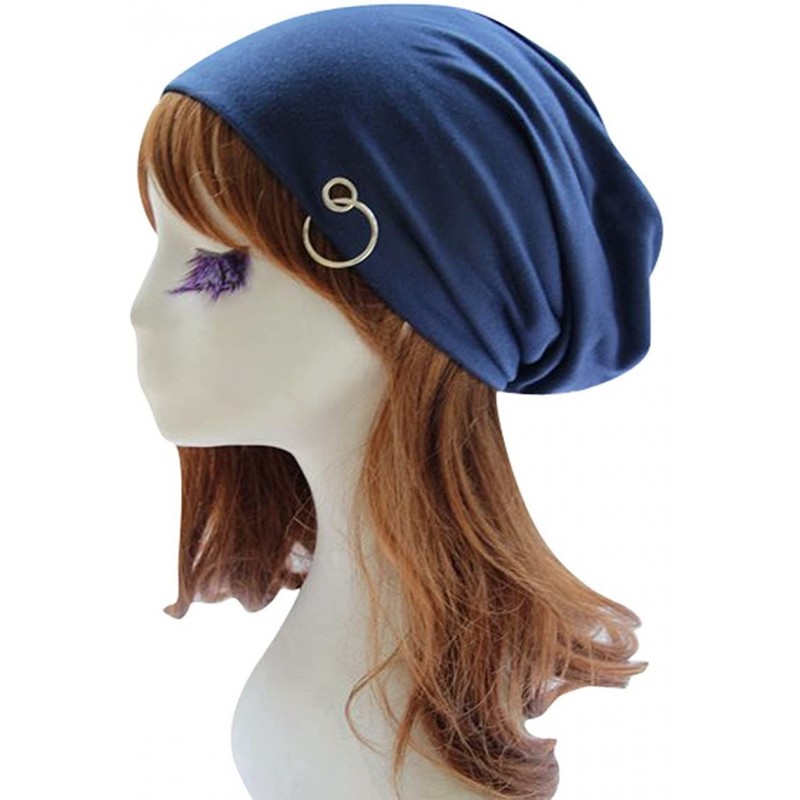 Berets Unisex Winter Wrinkle Knitted Crochet Baggy Hat Beanie Cap Beret - Blue-1 - CU126P63XOT $11.03