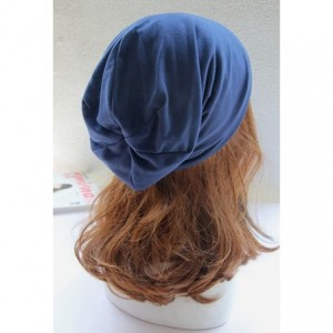 Berets Unisex Winter Wrinkle Knitted Crochet Baggy Hat Beanie Cap Beret - Blue-1 - CU126P63XOT $11.03