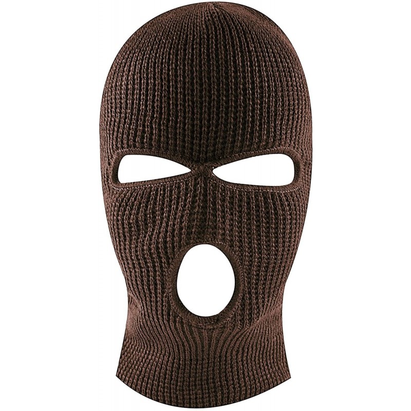 Balaclavas Knit Sew Acrylic Outdoor Full Face Cover Thermal Ski Mask One Size Fits Most - Brown - CB12LZKOV7D $7.15