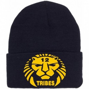 Skullies & Beanies 12 Tribes Lion Logo Embroidered Skully - Black and Gold - CM12NV7LOJW $46.51