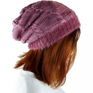 Skullies & Beanies Unisex Slouchy Beanie Hat Stripe Knit Cap Loop Scarf Neckerchief Dreadlocks - 024-purple - CW12NTGEQY6 $13.05