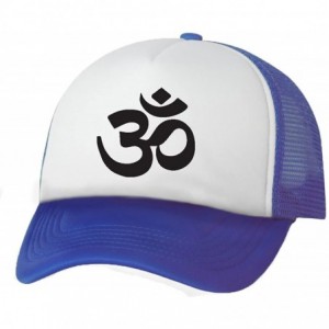 Baseball Caps Om Symbol Truckers Mesh snapback hat - White/Royal - C312F1G6H15 $14.70