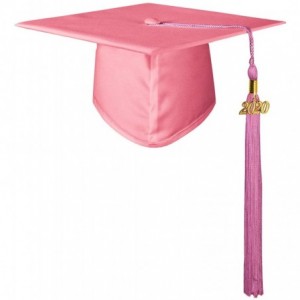 Skullies & Beanies Unisex Adult Matte Graduation Cap with 2020 Tassel - Pink - C211SBEBOLN $19.73