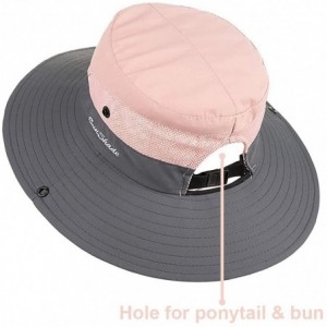 Sun Hats Women's Ponytail Safari Sun Hat-Wide Brim UV Protection Outdoor Bucket Hat-Foldable Beach Summer Fishing Hat - CV18Q...