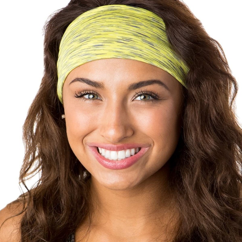 Headbands Adjustable & Stretchy Space Dye Xflex Wide Headbands for Women Girls & Teens - Space Dye Yellow - CV12ODPVPGA $13.90