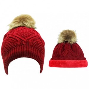 Skullies & Beanies Women's Pom Beanie Hat with Faux Fur Pom Pom Fleece Lined- USA Company - Taupe - CF1287A171V $11.13