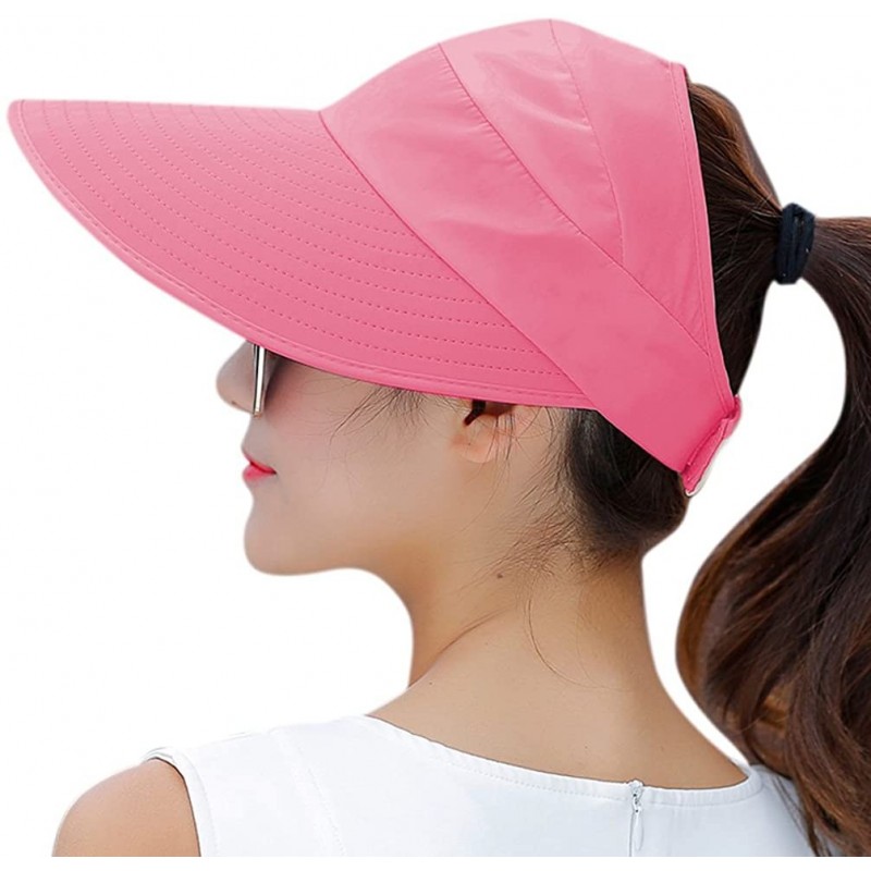 Sun Hats Sun Hats for Women Wide Brim Sun Hat Packable UV Protection Visor Floppy Womens Beach Cap - Coral Red - CM12L8BWK7H ...