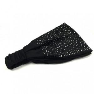 Cold Weather Headbands Wide Fabric Headbands with Sparkling Rhinestones - Jet Black - C111TDGKZVD $12.54