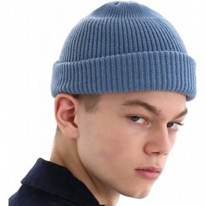 Skullies & Beanies Winter Fisherman Beanie Free Size Men Women - Unisex Stylish Plain Skull Hat Watch Cap -12 Color - Sky - C...