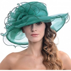 Bucket Hats Womens Black Kentucky Derby Church Hat Dress Fascinator Bridal Organza Tea Party Wedding Hat - Teal - CC18CWODWZH...