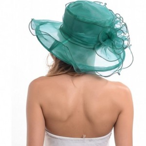 Bucket Hats Womens Black Kentucky Derby Church Hat Dress Fascinator Bridal Organza Tea Party Wedding Hat - Teal - CC18CWODWZH...