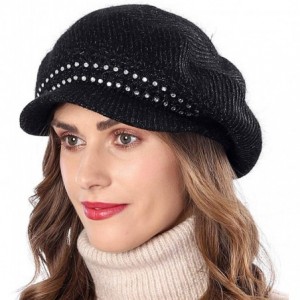 Berets Knit Berets for Women Winter Chic Skull Caps Slouchy Beanie Hat - Br015-black - CD18A0L5TUW $11.92