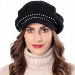 Berets Knit Berets for Women Winter Chic Skull Caps Slouchy Beanie Hat - Br015-black - CD18A0L5TUW $11.92