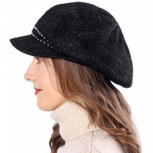 Berets Knit Berets for Women Winter Chic Skull Caps Slouchy Beanie Hat - Br015-black - CD18A0L5TUW $11.92