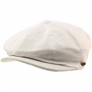 Newsboy Caps Men's 8 Panel Solid Plain 100% Cotton Snap Newsboy Drivers Cabbie Cap Hat - White - CQ17Z4CI07N $20.46