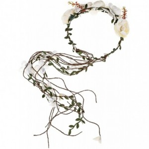 Headbands Rose Flower Headband Floral Crown Garland Halo - Tail White - C418UNG2RAL $9.02