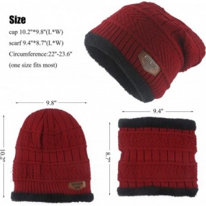 Skullies & Beanies Thick Warm Winter Beanie Hat Soft Stretch Slouchy Skully Knit Cap for Women - C-red-hat & Scarf - CL18IEA5...