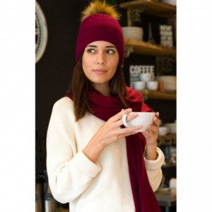 Skullies & Beanies Women's 100% Cashmere Beanie Hat with Pom - Heather Gray - CM18WW82NM2 $33.20