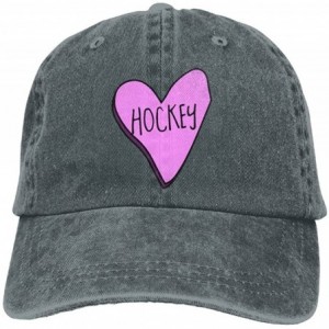 Baseball Caps Men's/Women's Hockey Heart Cotton Denim Baseball Cap Adjustable Trucker Cap - Asphalt - CD18IG2O5H5 $23.05