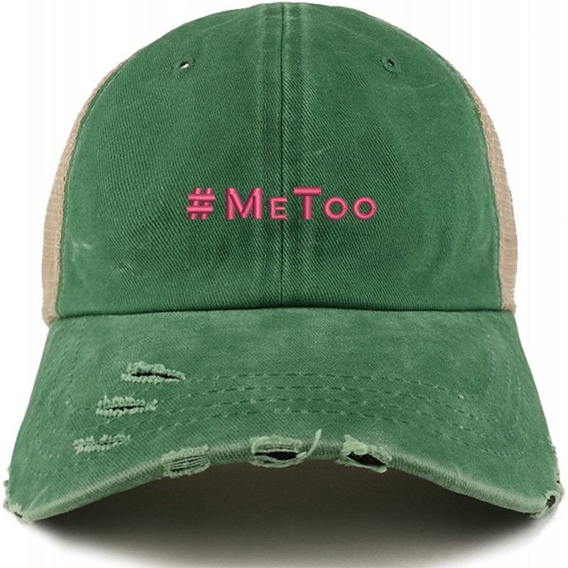 Baseball Caps MeToo Movement Hot Pink Embroidered Frayed Bill Trucker Mesh Cap - Kelly - CU188GECUS0 $22.35