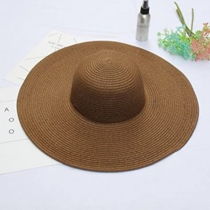 Sun Hats Floppy Wide Brim Straw Hat Women Summer Beach Cap Sun Hat - Brown - CY18DR55QWN $17.40