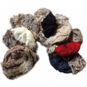Skullies & Beanies Women's Faux Fur Brim Winter Hat- Sherpa Lined- Chunky Cable Knit- Extra Warm! - Sandy Beige - C718LEA9UUR...