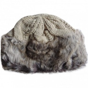 Skullies & Beanies Women's Faux Fur Brim Winter Hat- Sherpa Lined- Chunky Cable Knit- Extra Warm! - Sandy Beige - C718LEA9UUR...