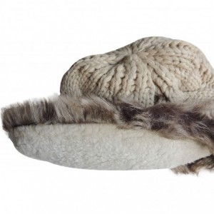 Skullies & Beanies Women's Faux Fur Brim Winter Hat- Sherpa Lined- Chunky Cable Knit- Extra Warm! - Sandy Beige - C718LEA9UUR...