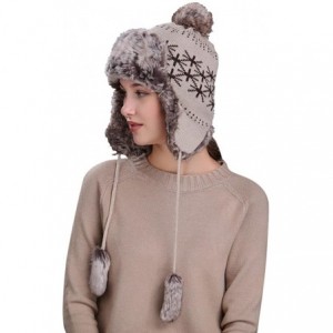 Skullies & Beanies Warm Hat- Women Winter Hats with Ear Flaps Snow Ski Thick Knit Thick Wool Beanie Cap - Beige - C51899MDMZ8...