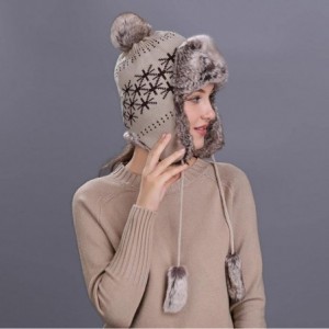 Skullies & Beanies Warm Hat- Women Winter Hats with Ear Flaps Snow Ski Thick Knit Thick Wool Beanie Cap - Beige - C51899MDMZ8...