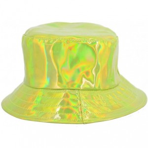 Bucket Hats Unisex Fashion Hologram Climbing Bucket Hat Waterproof Fisherman Cap Travel Sunhat - Fluorescent Green - CR18ZUYN...