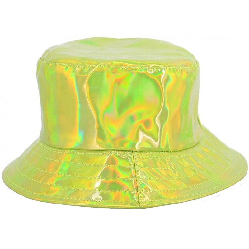 Bucket Hats Unisex Fashion Hologram Climbing Bucket Hat Waterproof Fisherman Cap Travel Sunhat - Fluorescent Green - CR18ZUYN...