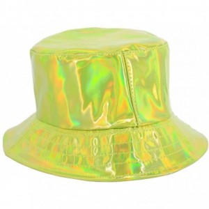 Bucket Hats Unisex Fashion Hologram Climbing Bucket Hat Waterproof Fisherman Cap Travel Sunhat - Fluorescent Green - CR18ZUYN...