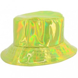 Bucket Hats Unisex Fashion Hologram Climbing Bucket Hat Waterproof Fisherman Cap Travel Sunhat - Fluorescent Green - CR18ZUYN...