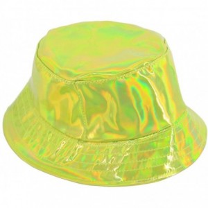 Bucket Hats Unisex Fashion Hologram Climbing Bucket Hat Waterproof Fisherman Cap Travel Sunhat - Fluorescent Green - CR18ZUYN...