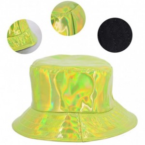 Bucket Hats Unisex Fashion Hologram Climbing Bucket Hat Waterproof Fisherman Cap Travel Sunhat - Fluorescent Green - CR18ZUYN...