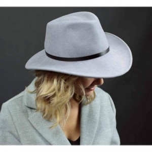 Fedoras Classique Large Wool Felt Fedora Hat Packable Water Repellent Wide Brim - Gris-clair - CM187NLDNTC $38.40