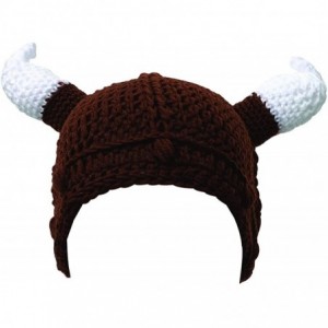 Skullies & Beanies Unisex Barbarian Knight Knit Hat Viking Horns Beanie Funny Caps - Brown - CY1873C8UAA $13.39