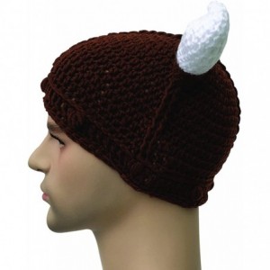 Skullies & Beanies Unisex Barbarian Knight Knit Hat Viking Horns Beanie Funny Caps - Brown - CY1873C8UAA $13.39