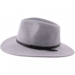 Fedoras Classique Large Wool Felt Fedora Hat Packable Water Repellent Wide Brim - Gris-clair - CM187NLDNTC $38.40