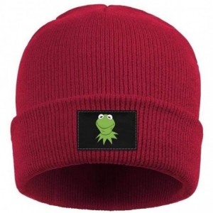 Skullies & Beanies Mens Womens Warm Solid Color Daily Knit Cap Funny-Green-Frog-Sipping-Tea Headwear - Red-5 - CT18NHWA0ZW $1...