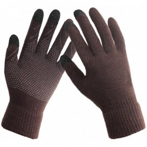 Skullies & Beanies Winter Gloves Women Touch Screen Warm Ski Snow Knit Gloves Outdoor Mittens - Brown - C31867AYHNK $8.24