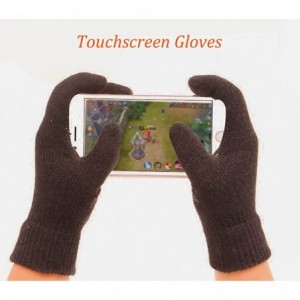 Skullies & Beanies Winter Gloves Women Touch Screen Warm Ski Snow Knit Gloves Outdoor Mittens - Brown - C31867AYHNK $8.24