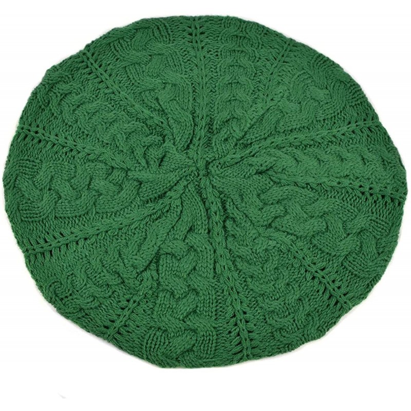 Skullies & Beanies Soft Lightweight Crochet Beret for Women Solid Color Beret Hat - One Size Slouchy Beanie - Green - CS18KDX...