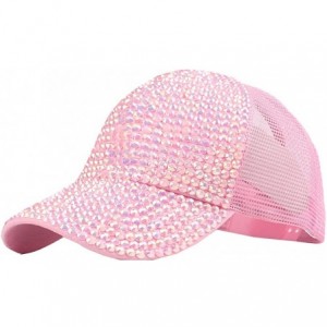 Baseball Caps Women's Fashion Truck Dad Hat Fully Studded Rhinestone Adjustable Cotton Baseball Cap Sparkle Mesh Back Hat - C...