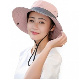 Sun Hats Women's Outdoor Sun Hat UV Protection Cap Foldable Mesh Wide Brim Hats for Summer Beach Safari Fishing Hat - C318RXO...