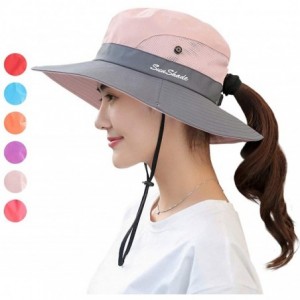 Sun Hats Women's Outdoor Sun Hat UV Protection Cap Foldable Mesh Wide Brim Hats for Summer Beach Safari Fishing Hat - C318RXO...